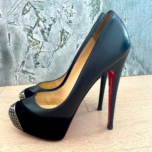 Christian Louboutin Black Steel-Toe Maggie Heels